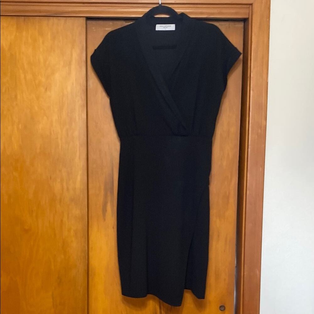 MM Lafleur Black Sheath Midi Dress Dolman Cap Sleeves LBD Side Zip Snap - 4